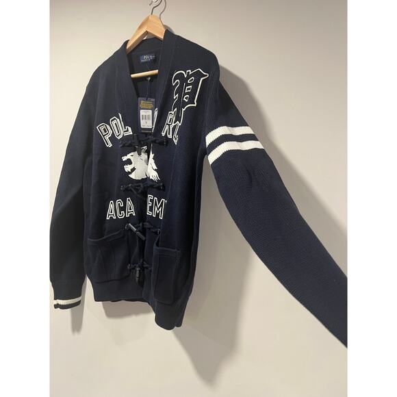 Polo Ralph Lauren Navy Cotton Academy Toggle Cardigan Sweater Size Large - Picture 7 of 10